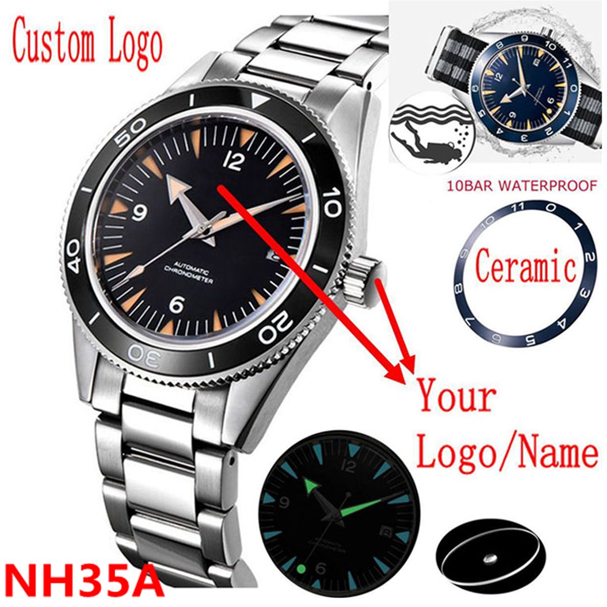 Luxury Watch Safe - Logo personalizzato NH35 Movimento Orologio 10