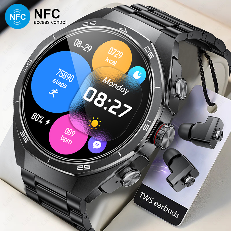 Luxury Watch On Wrist - Orologio Smartwatch TWS con Auricolari, NFC,