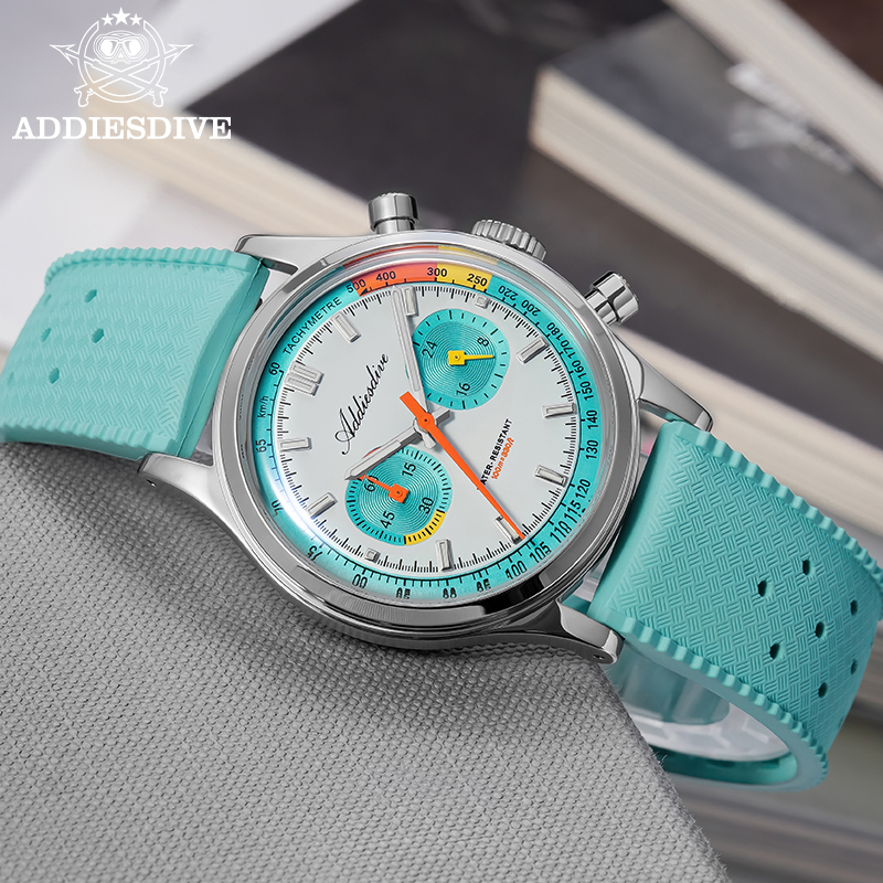 Luxury Watch With Rubber Strap - ADDIESDIVE NUOVO Orologio cronografo multifunzione con