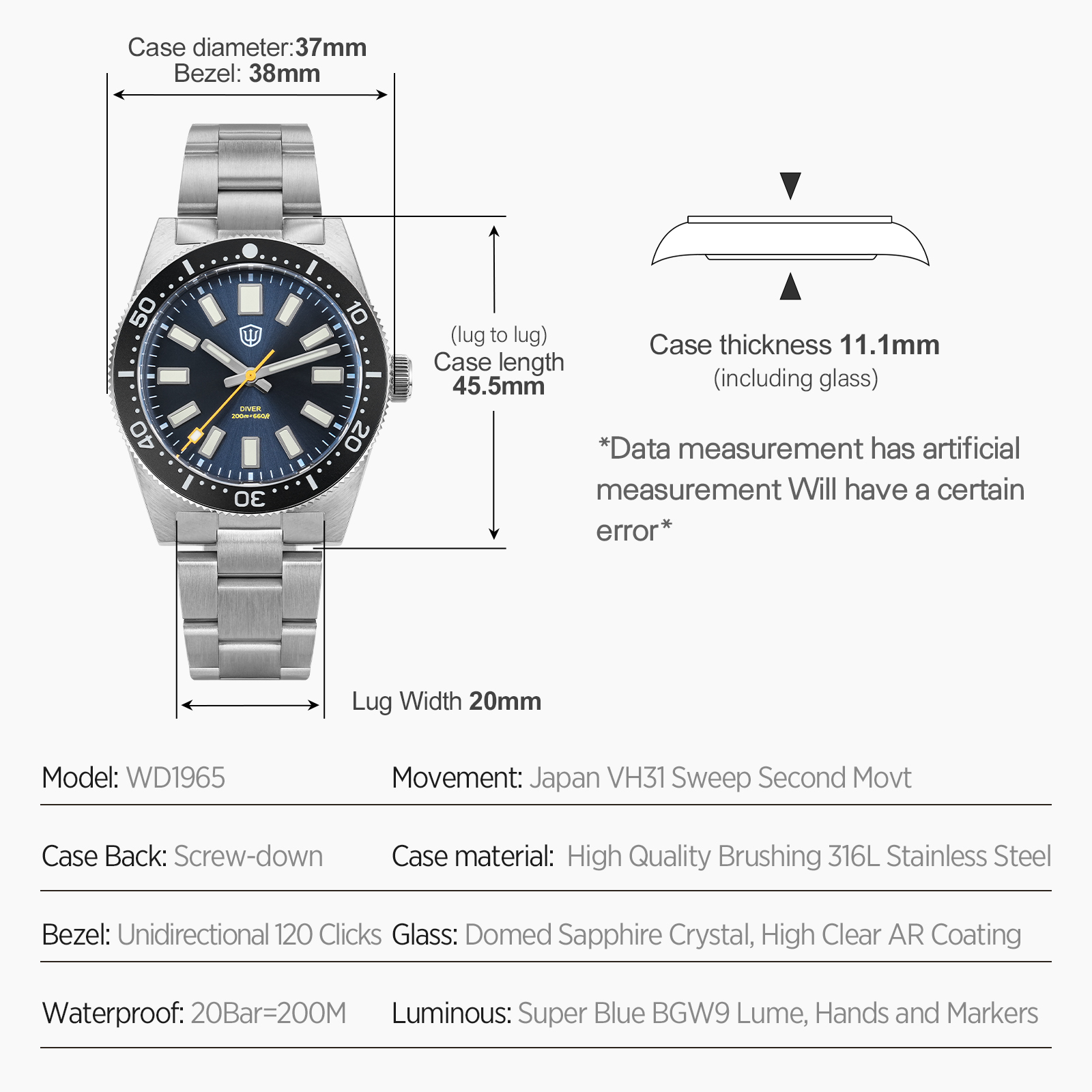 Watchdives 37Mm WD1965 V2 Orol - Luxury Watch And Bracelet recensione e prezzo